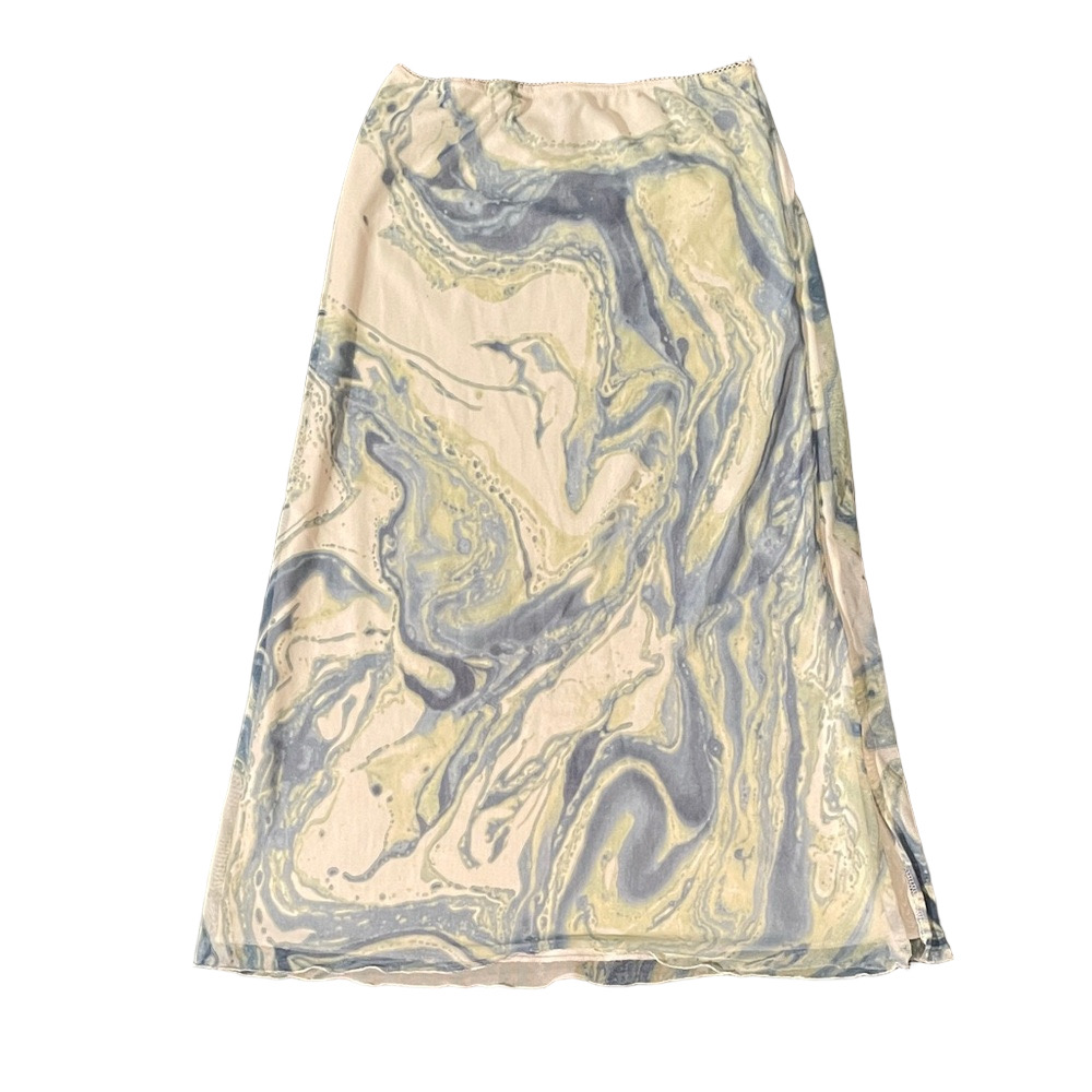 Urban Outfitters Blue and Cream Marble A-Line Skirt